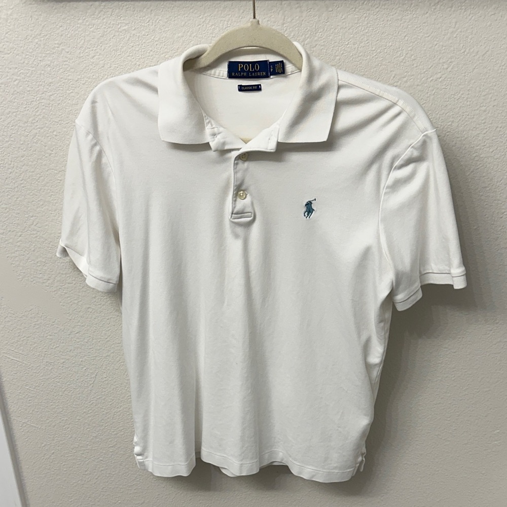 Polo by Ralph Lauren White Polo with Teal Pony Embroidery